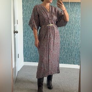 The Territory Ahead Red and Blue Silk Kaftan Dress